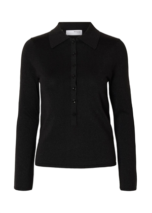 Lura ls slim knit collar neck Black/Tonal Lurex Selected Femme 